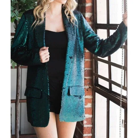 Sequin Shawl Lapel Blazer